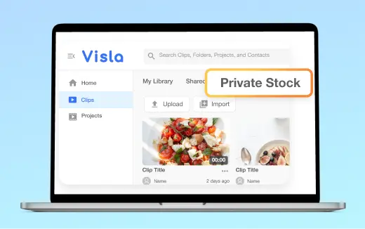 Private Stock Media in Visla - Securely store and organize your media assets for exclusive team access.